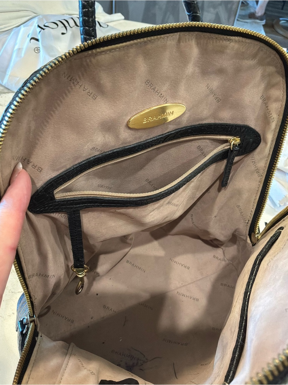 Brahmin Croc-Embossed Leather Backpack - Picture 5 of 6